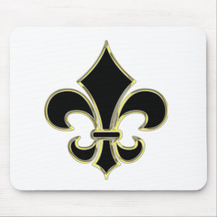 Geaux Black & Gold Fleur De Lis Mouse Mat