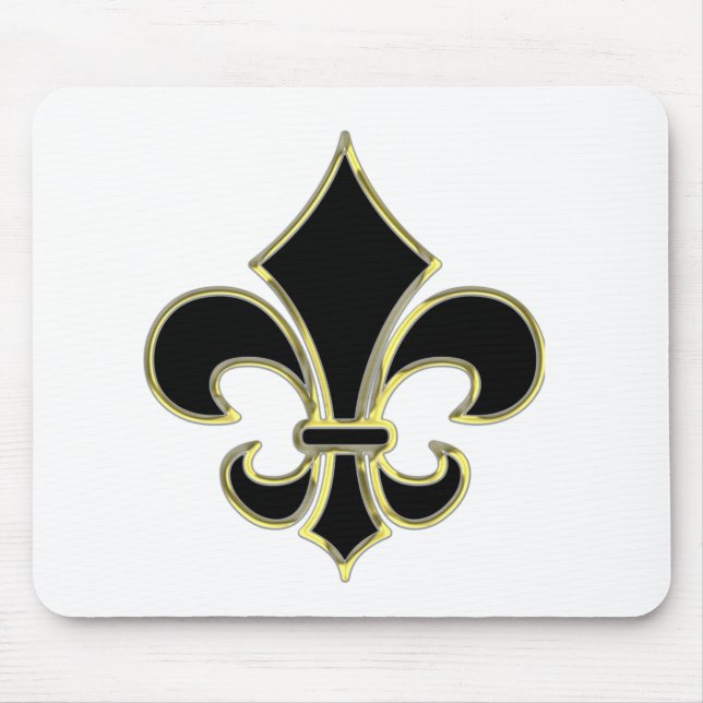 Geaux Black & Gold Fleur De Lis Mouse Mat (Front)