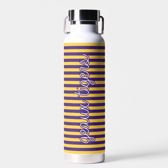 Geaux Tigers Striped LSU Tumbler – Water Bottle (Front)