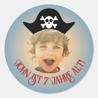Geburtstag Piraten-Foto Aufkleber mit Foto - Classic Round Sticker