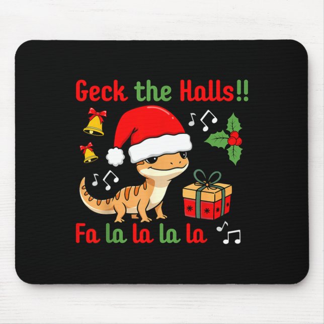 Geck The Halls Leopard Gecko Christmas Pun Pet Own Mouse Mat (Front)