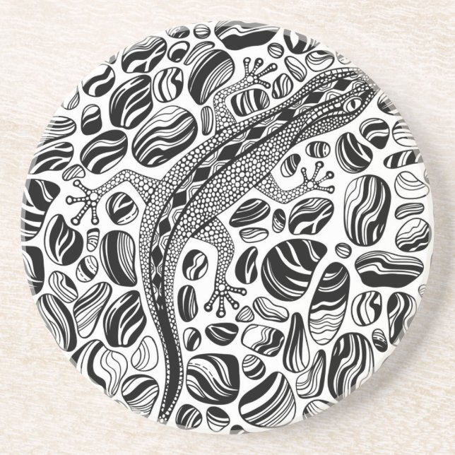 Gecko and pebbles coaster (Front)