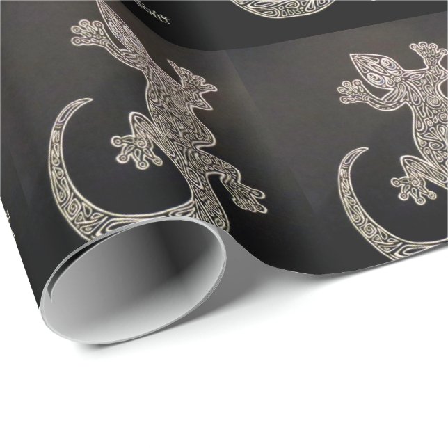 Gecko Black and White Wrapping Paper (Roll Corner)