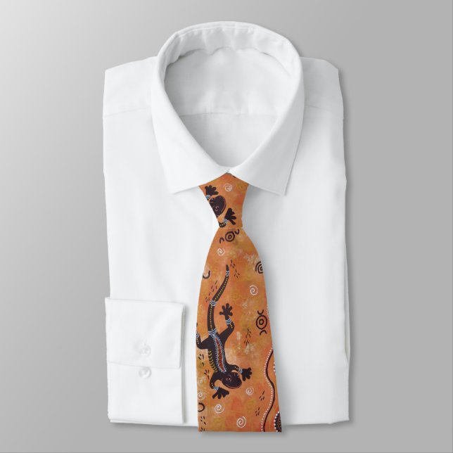 Gecko Dreaming Aboriginal Tie (Tied)