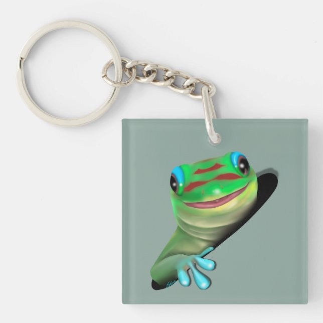 Gecko in a Hole Key Ring (Front)