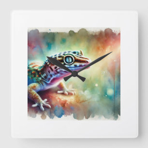 Gecko in a Natural Symphony 280824AREF112 - Waterc Square Wall Clock