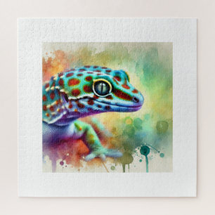 Gecko in vibrant watercolor 121024AREF113 - Waterc Jigsaw Puzzle