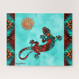 Gecko Lizard And Sun Jigsaw Puzzle