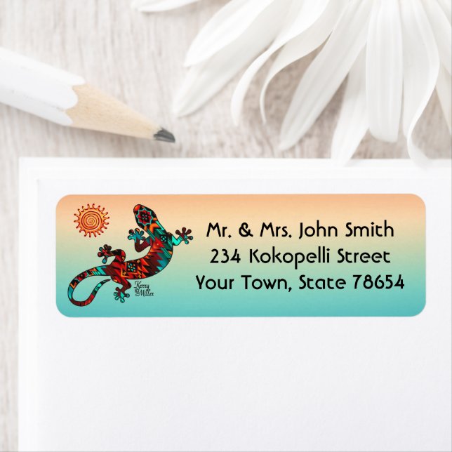 Gecko Lizard And Sun Label (Insitu)