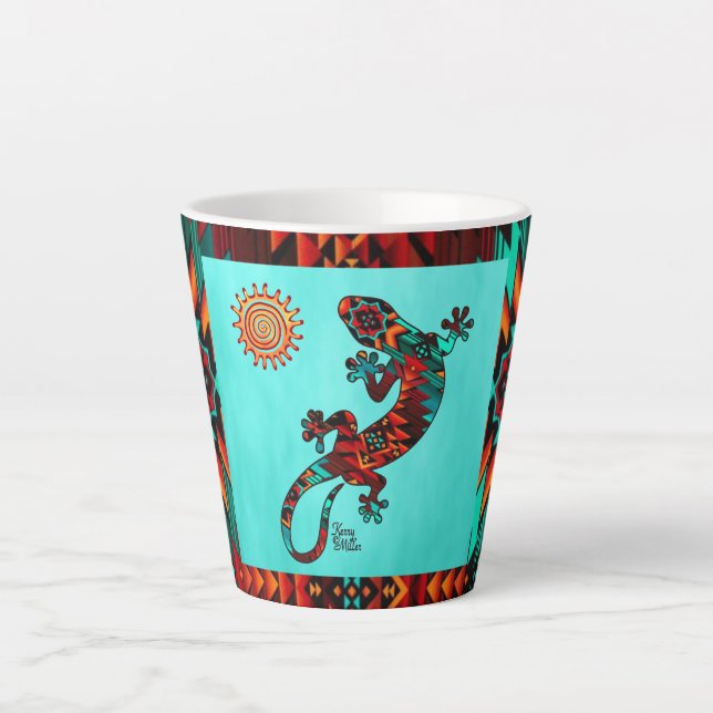 Gecko Lizard And Sun Latte Mug (Front)