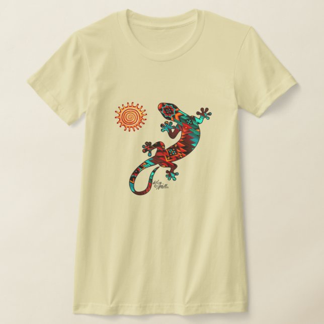 Gecko Lizard And Sun T-Shirt (Laydown)