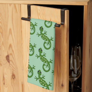 Gecko Lizard Design Any Colour Background Tea Towel