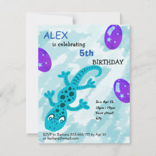 Gecko Lizard Kids Birthday Party Card