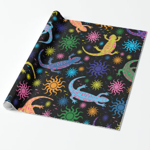 Gecko Lizard Multi-Coloured All Over Print Wrapping Paper