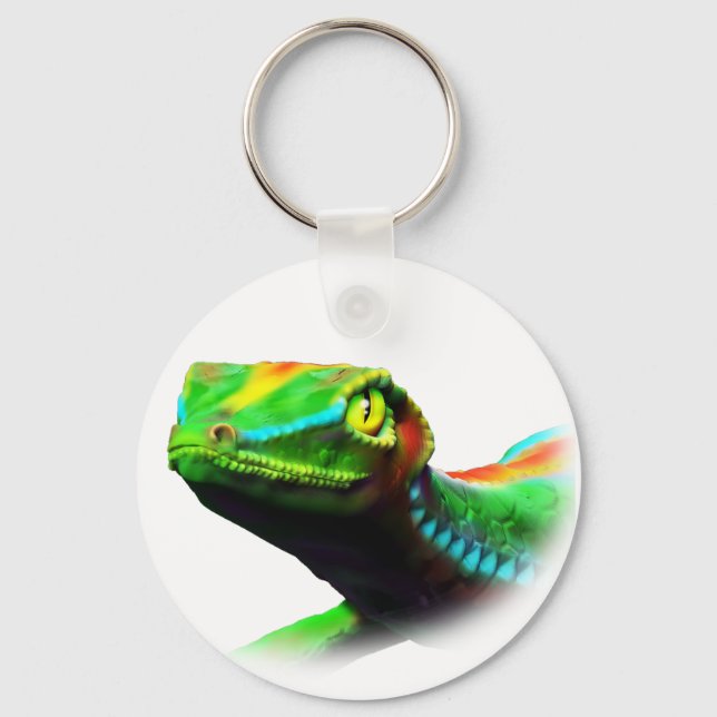 Gecko Lizard Rainbow Colours Keychain (Front)