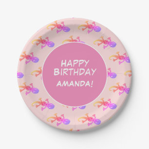 Gecko Lizard Rainbow Custom Kids Birthday Paper Plate