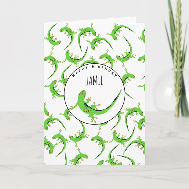 Gecko Lizard Reptile Birthday Card (Front)