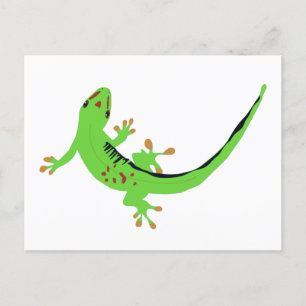 Gecko Lizard Reptile Illustration Holiday Postcard