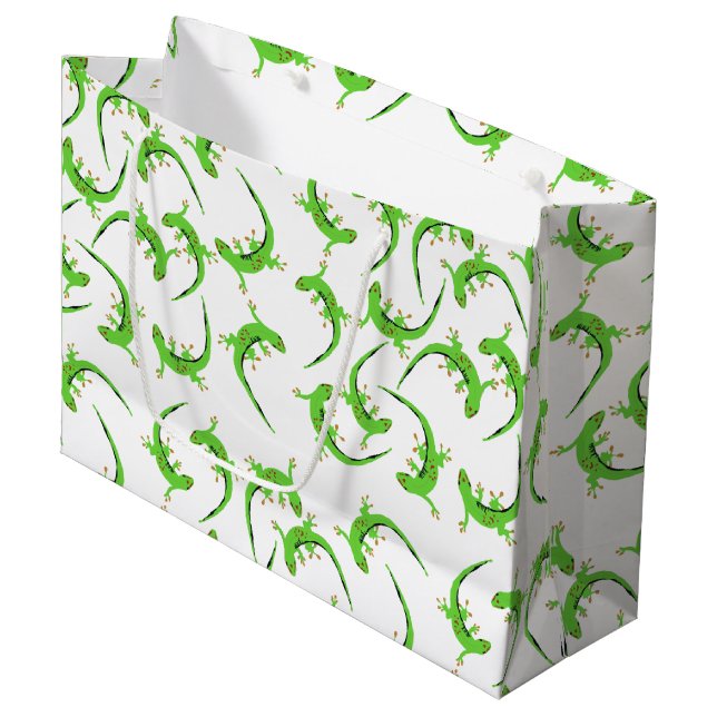 Gecko Lizard Reptile Pattern  Large Gift Bag (Front Angled)