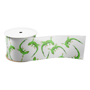 Gecko Lizard Reptile Pattern Satin Ribbon