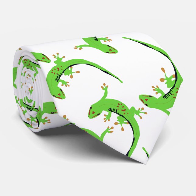 Gecko Lizard Reptile Pattern Tie (Rolled)