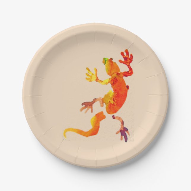 Gecko lizard wildlife nature birthday party paper plate (Front)
