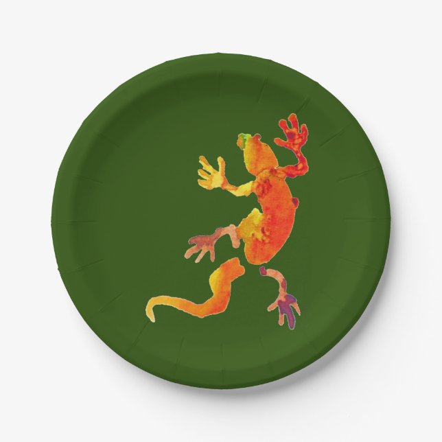 Gecko lizard wildlife nature birthday party paper plate (Front)
