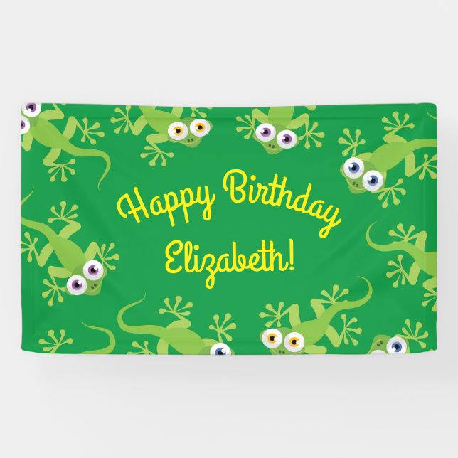 Gecko Lizards Birthday Party Cute Kids Banner (Horizontal)