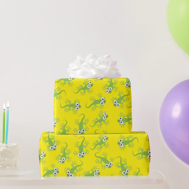 Gecko Lizards Birthday Party Cute Kids Wrapping Paper (Party Gifts)