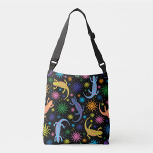 Gecko Lizards Multi-Coloured All Over Print Crossbody Bag