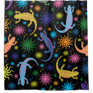 Gecko Lizards Multi-Coloured All Over Print Shower Curtain
