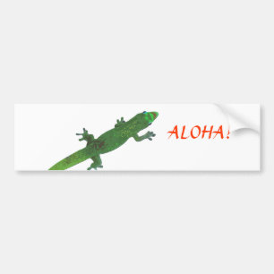 Gecko Looking at "Aloha" Greeting Bumper Sticker