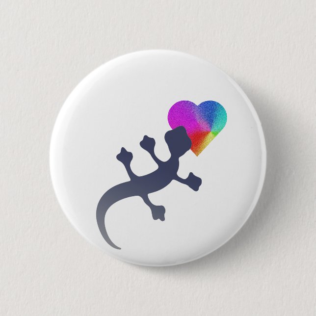 Gecko Love 6 Cm Round Badge (Front)