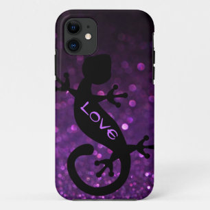 Gecko on Purple Glitter iPhone 5/5S Case