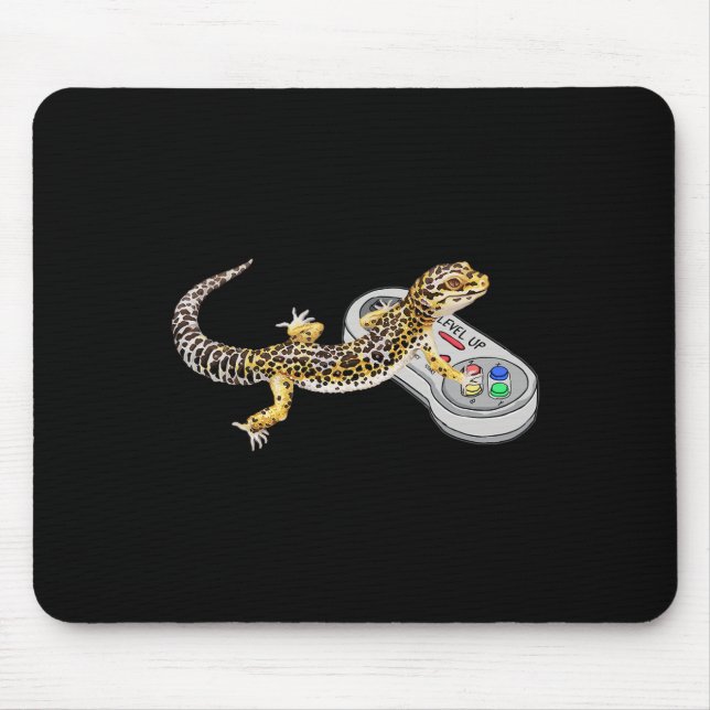 Gecko Playing Video Game Lizard &amp; Reptiles Gam Mouse Mat (Front)