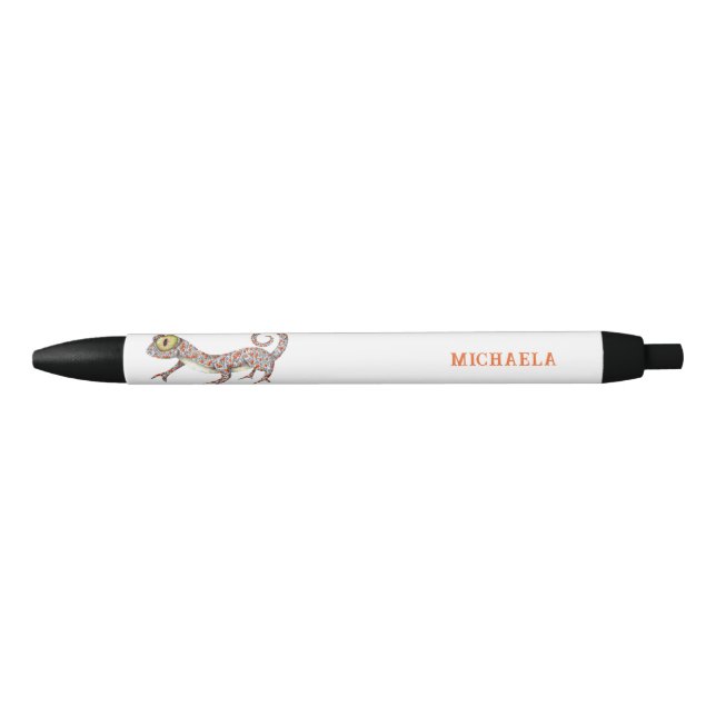 Gecko Reptile Personalised Black Ink Pen (Front)