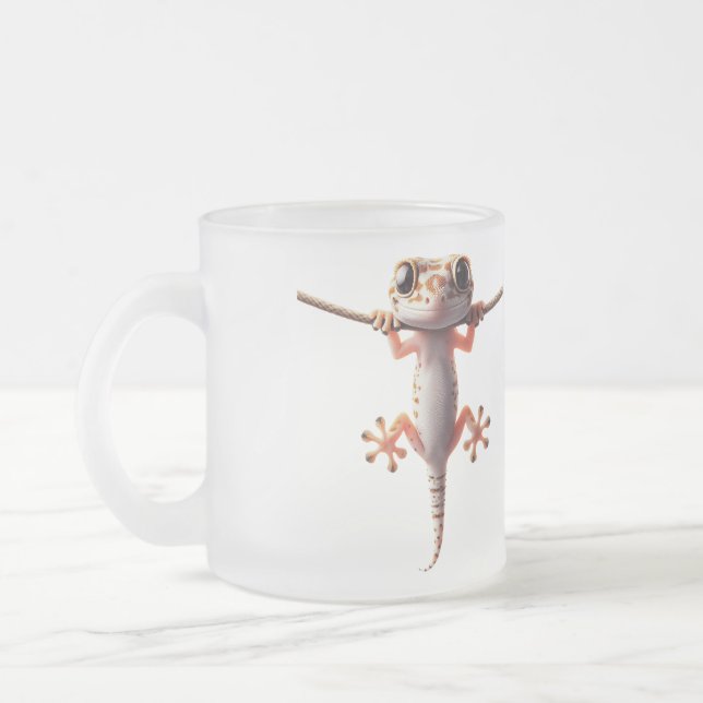 Gecko’s Playground Frosted Glass Coffee Mug (Left)