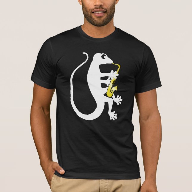 Gecko Saxophone Dark T-Shirt (Front)