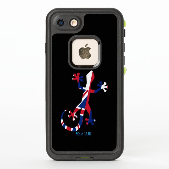 Gecko Silhouette as Flag of Hawaii LifeProof iPhone Case (Back)