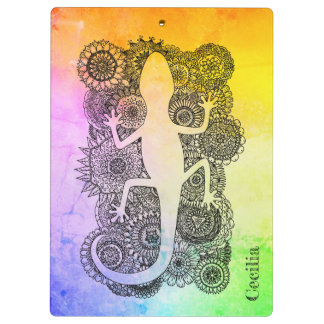Gecko sits on Mandala Floumen Clipboard