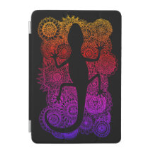 Gecko sitting on Mandala Flowers Black