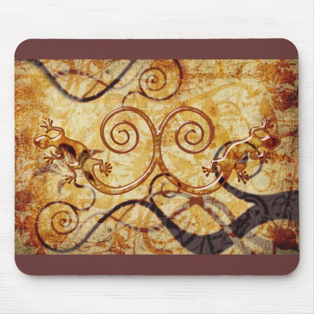 Gecko Spiral Twins Mouse Mat (Front)