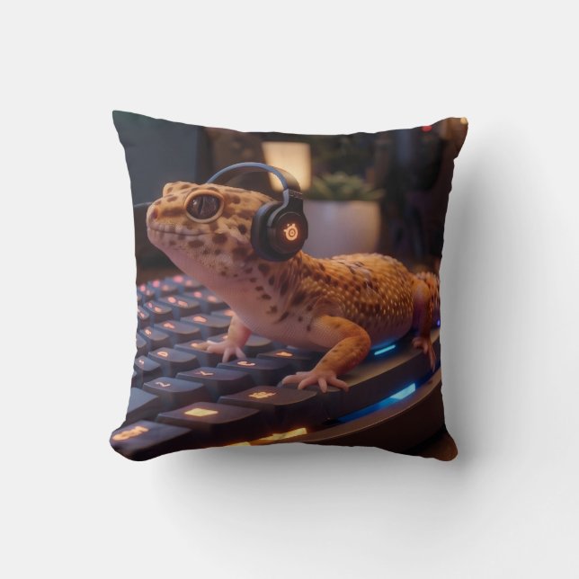 GeckoDev // Cyberpunk Programmer Lumbar Pillow  (Front)