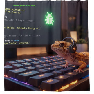 GeckoDev Personalised Cyberpunk Programmer Shower Curtain