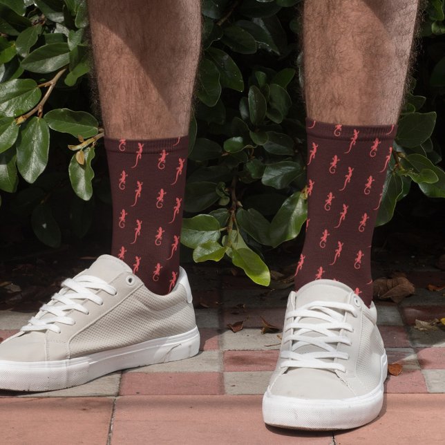 Geckos in red climbing up (on dark) socks (Creator Uploaded)