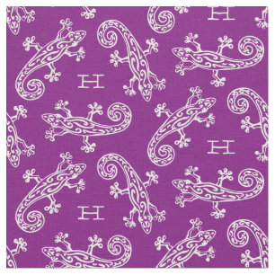 Geckos reptile patterned custom purple fabric