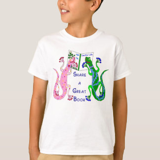 Geckos Share a Great Book T-Shirt