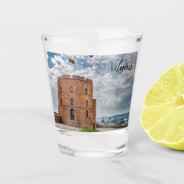 Gediminas tower in Vilnius, Lithuania Shot Glass (Front)