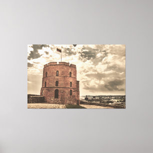 Gediminas tower of Vilnius in retro style Canvas Print