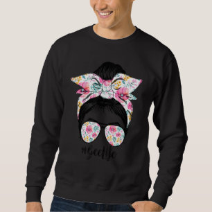 Gee Life Messy Hair Bun Floral Women Mother's Day Sweatshirt